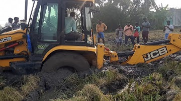 Jcb 3DX machine || backhoe stuck in the mud- part 2