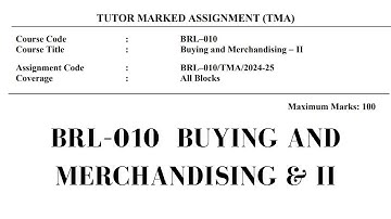 🛒 BRL 010 Buying and Merchandising – II | IGNOU Solved Assignment 2024-25 📦