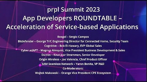 prpl Summit 2023 - App Developers ROUNDTABLE – Acceleration of Service based Applications