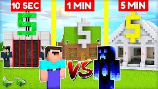 NOOB vs. PRO STAVÍ BANKU za 10 SEC / 1 MIN / 5 MIN v Minecraftu!