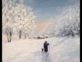 Зима, Снег, Деревенский пейзаж  Акрилом. Лимит. Палитра. Winter, Snow  in Acrylic. Limited Palette