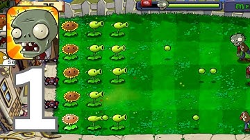 Plants Vs Zombies - Gameplay Walkthrough Part 1 - Level 1 - 5 Cleared (iOS, Android)