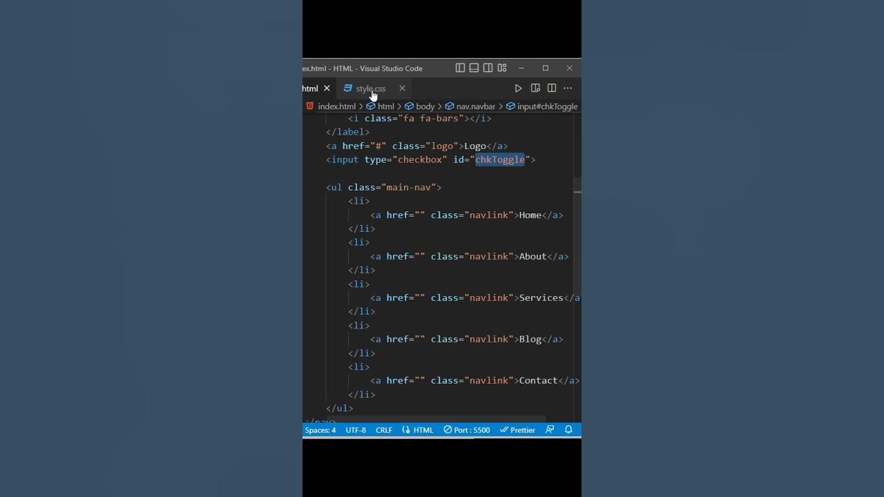 Responsive Navbar using CSS Flex Box css shorts html YouTube