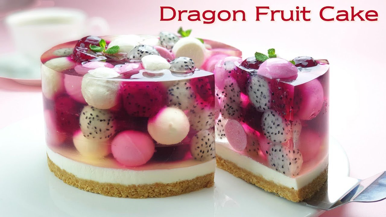 No-Oven / No-Egg   과일 젤리 치즈케이크 / Beautiful Dragon Fruit Jelly Cheesecake Recipe / 용과 케이크 / 컵 계량