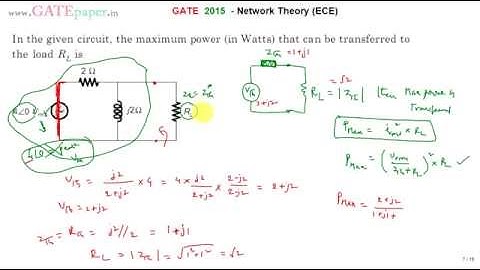GATE 2015 ECE Maximum Power that can be transferred to load RL