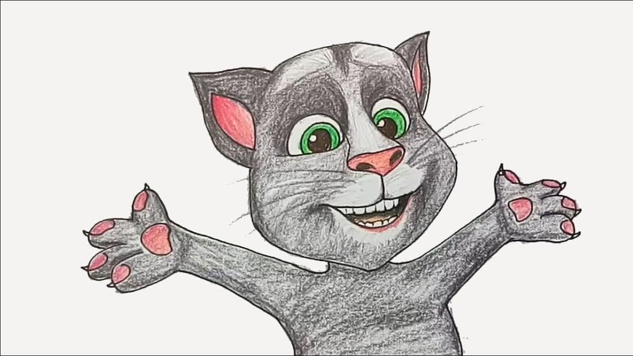 How to Draw Talking Tom Easy  Step by Step Drawing Tutorial  Yaazhini    Drawing tutorial Step by step drawing Character drawing