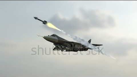 Animation of the Russian fighter Sukhoi SU-57 T-50 shooting missiles || Royalty-free video