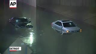 Detroit Area Streets Flooded From Heavy Rainfall