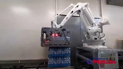 PERUZA Full layer robot palletizer line for ORKLA LATVIJA