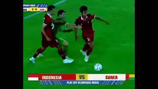 Indonesia vs Guinea. Indonesia unggul 2-0 menuju olimpiade paris 2024