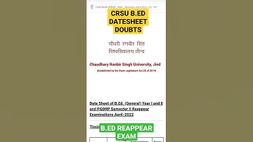 crsu b.ed reappear exam date sheet