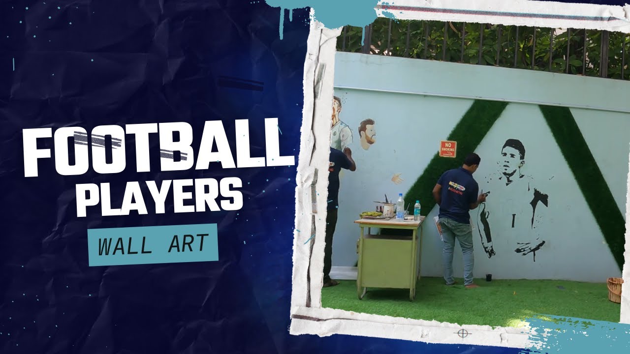 FootBall Players wall art Beautiful wall painting Ideas YouTube