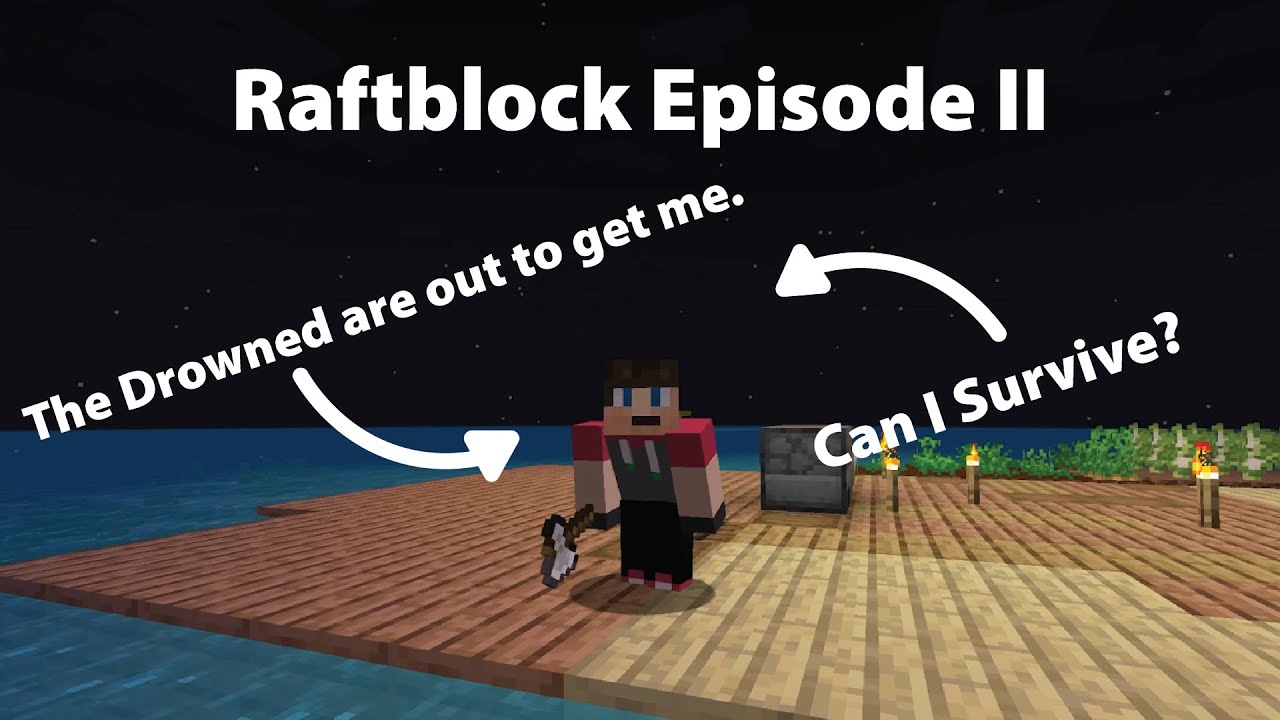 Trying to Survive Minecraft in the Middle of the Ocean but the Mobs are