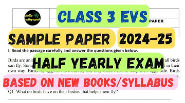 CLASS 3 EVS HALF YEARLY EXAM 2024-25 / KV / CBSE/ #class3 / KENDRIYA VIDYALAYA HALF YEARLY 2024