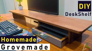 DIY DESK SHELF with Built-in DRAWER | An affordable Gaming Desk Setup Upgrade | basic tools only !