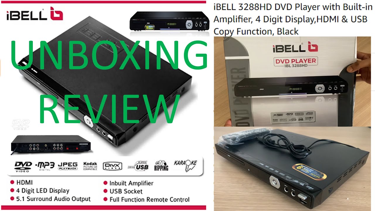 iBELL DVD Player IBL 3288 HD with Built-in Amplifier, 4 Digit