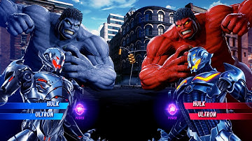 Grey Hulk & Ultron vs Red Hulk & Ultron Sigma (Very Hard) - Marvel vs Capcom | 4K UHD Gameplay