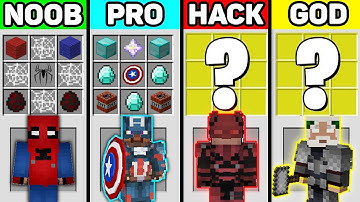 Minecraft SUPERHERO CRAFTING CHALLENGE - NOOB vs PRO vs HACKER vs GOD in Minecraft Animation