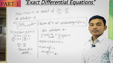 Exact Differential Equations.Bsc semester 2,lalji Prasad.(Exercise-3A) Q no:-1 to 5(PART-1)