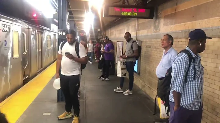 Manhattan bound R142 5 train entering and leaving 149th Street-Grand Concourse