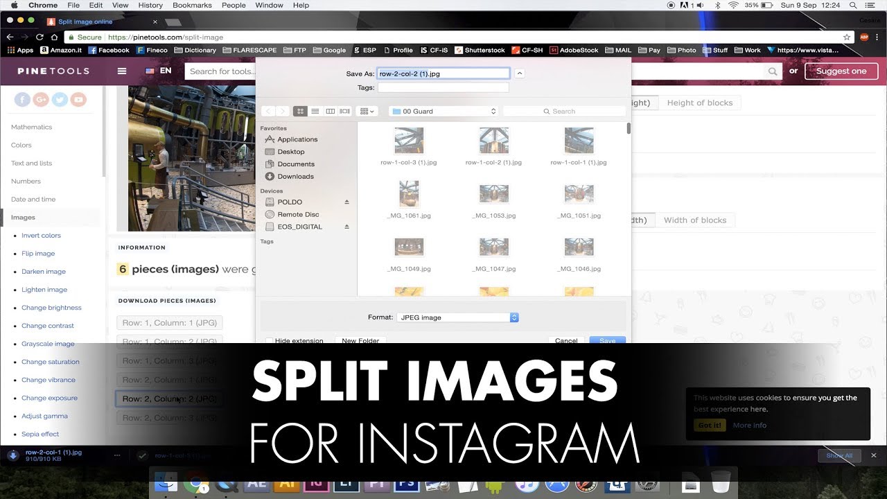 How to split image online with PineTools  Split photo into several parts  online 