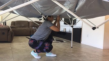 How One person Assembly Academy Canopy video,  una persona armando toldo, ease video.