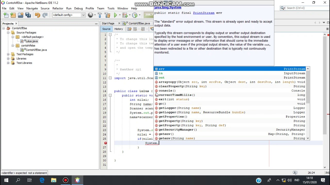 Contoh Penggunaan If Else di JAVA Menggunakan CLI - YouTube