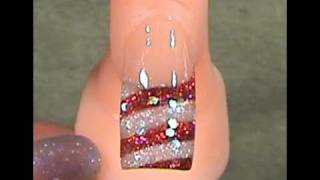 acrylic christmas nail candy cane tutorial glitter nails designs tip tips agaclip clip 3d own
