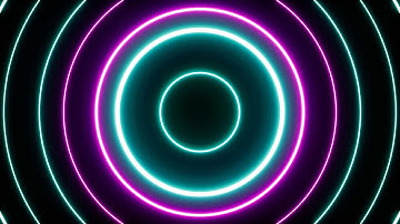 Pulsing neon light circles background loop