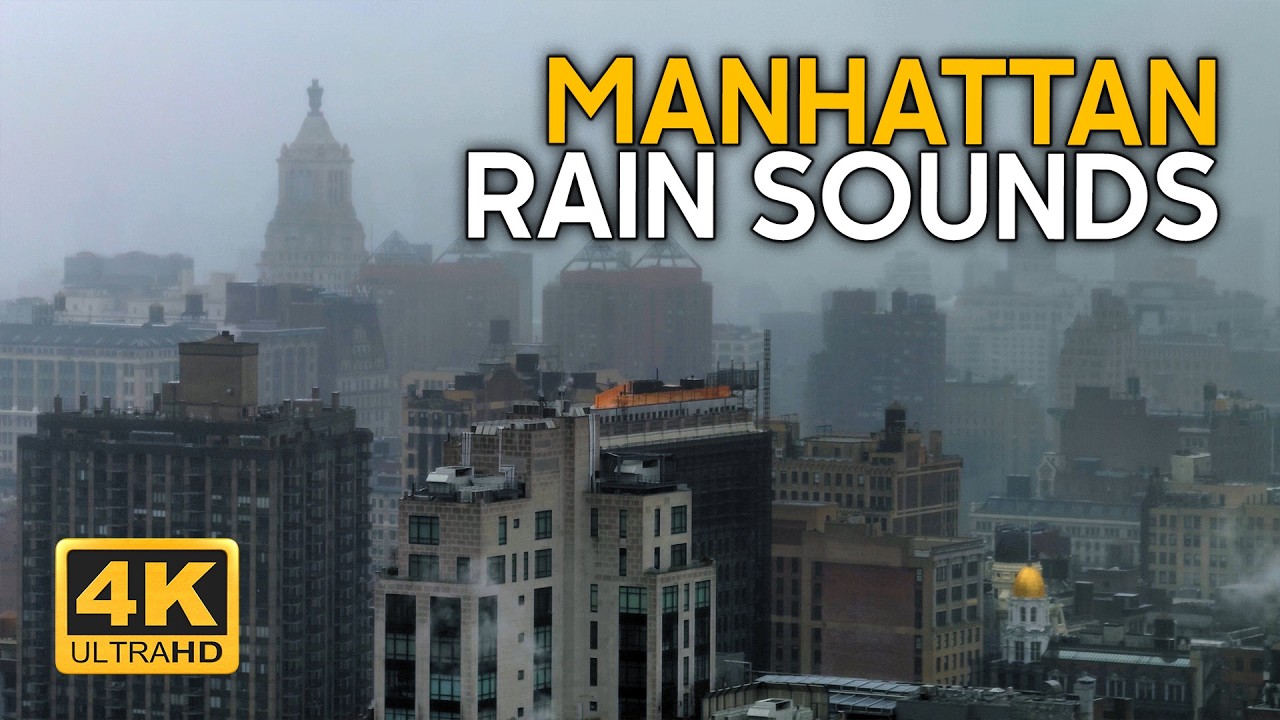 Rain Window View - RAINY Day in New York - Relaxing Soundscape of Manhattan 4k