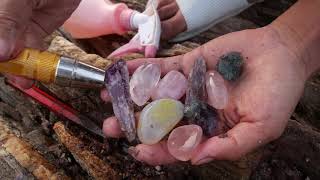 Surprise Amethyst ore under the rock, perfect Opal, citrine, gems, Agate