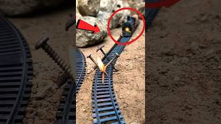 experiment 😳 train vs double blockade of iron earth nails #experiment # #train #railroad