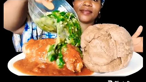 Nigeria food ASMR/ okra soup and fufu mukbang (eating Sound)