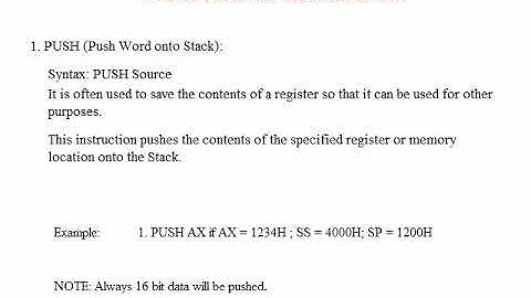 Stack & Stack related Instructions in Assembly Language Programming