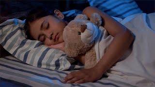 Cute Little Girl Sleeping In Her Bed With Her Soft Toy - Night... Indian Stock Footage Knot9