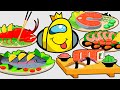 Set of Japanfood, fish, sushi, lobster | Among Us Animation