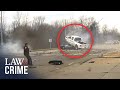 Bodycam: High-Speed Chase Flings Truck Airborne Crashing On Top of Cop Car