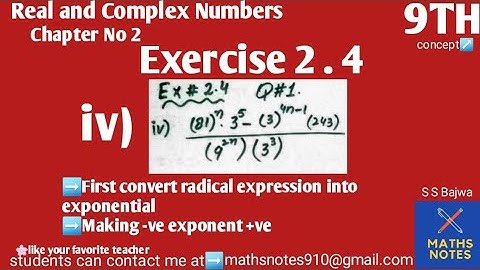 9th maths chapter No 2 | Ex#2.4 Q#1(iv) | use laws of exponents to simplify | 9th maths ch#2