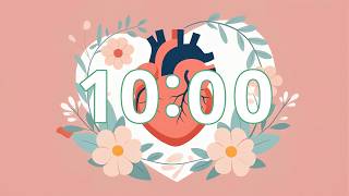 10 Minute Timer — Anatomical Heart & Botanical Wreath + Soft Bell | Health, Wellness, No Music screenshot 5