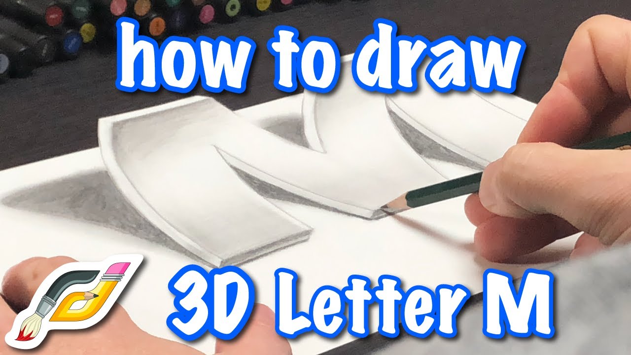 How to Draw 3D LETTER M - Step by Step - Easy Drawings for Anyone - YouTube