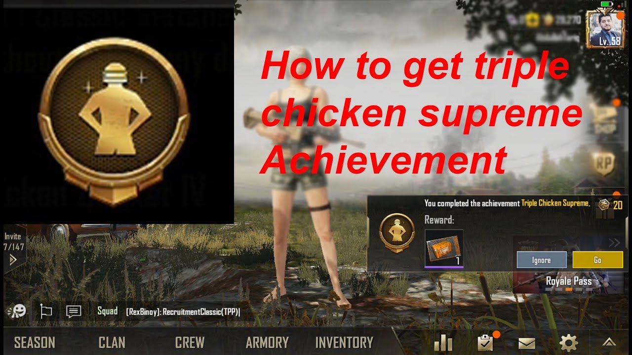 How to get Triple Chicken Supreme Achievement in pubg mobile - 