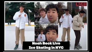 noah beck  LIVE ice skating in  nyc (both lives)