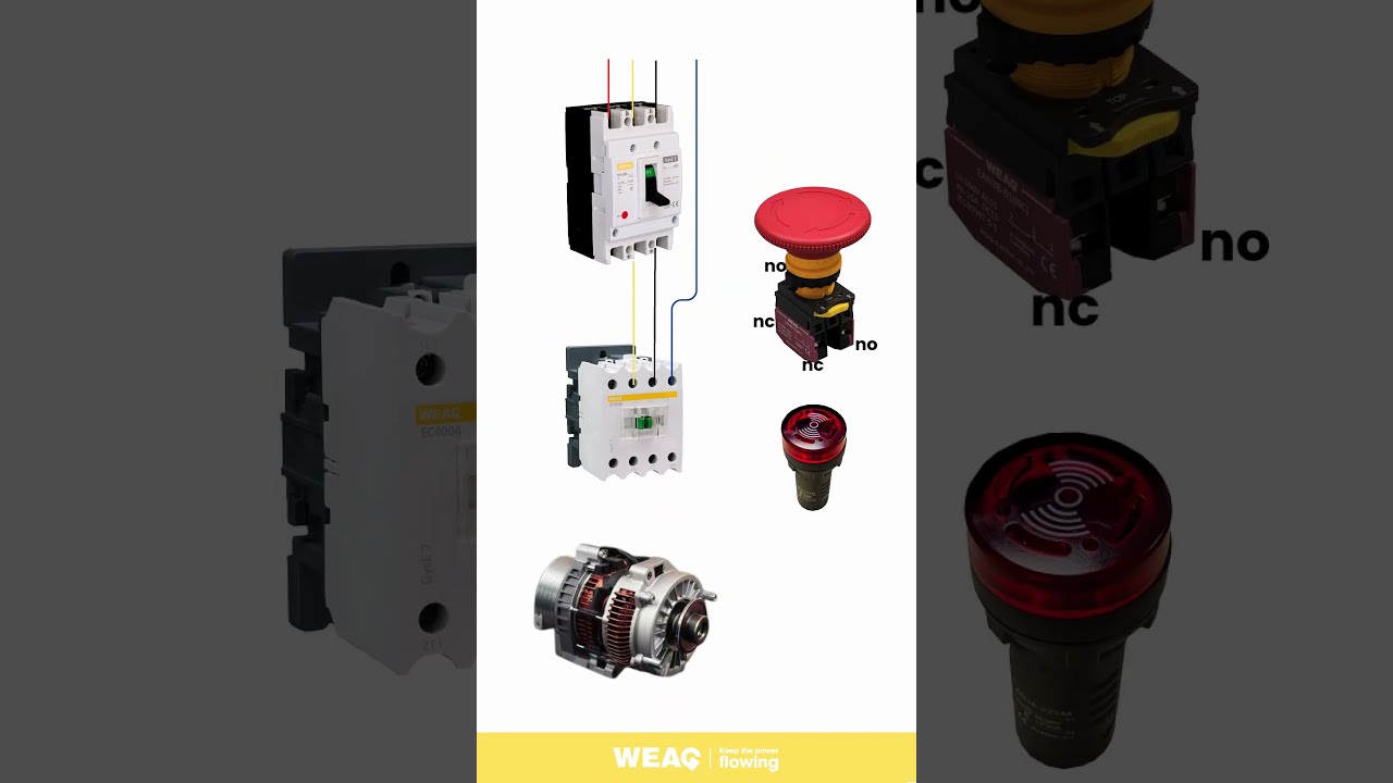 Connecting EC 4P Contactor With EAN38 Emergency Stop Button To Control A Motor 
