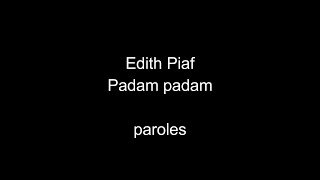 Edith Piaf-Padam Padam-paroles Resimi