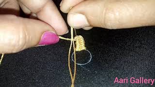 Aari work flower design in normal needle|aari gallery