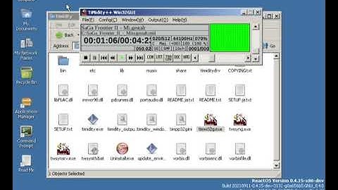 Me playing a MIDI via TiMidity++ under ReactOS with the open-source AC97 driver being used