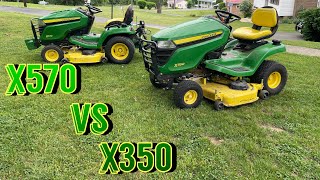 differences between the John Deere x570 and the x350