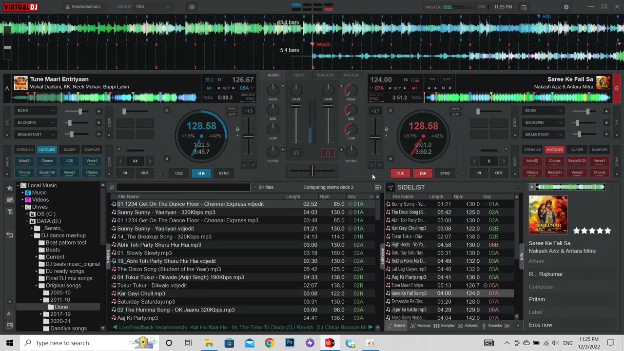 Mixing bollywood original songs in virtualDJ  Harmonic mixing  Bollywood dance mix