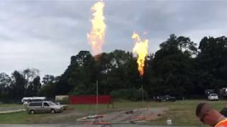 2-inch manifold flowing two 1-inch flares to auto refrigerate an mc-331 transport.