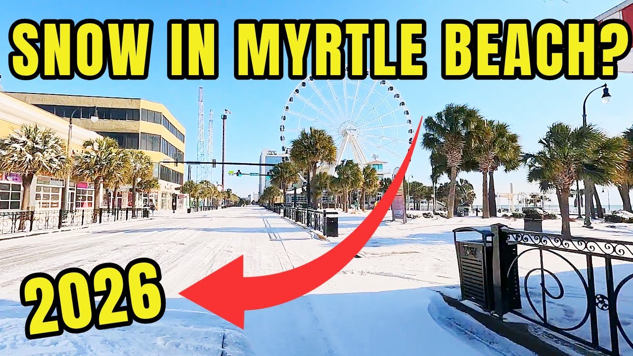[СНЕГ] в Миртл-Бич, Южная Каролина!! - Бульвар Оушен покрыт снегом!